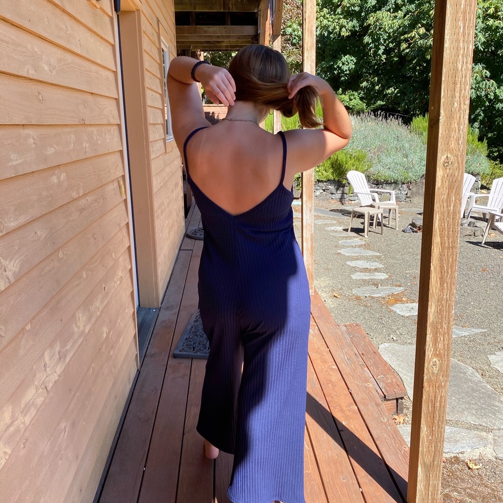 Blue rubbed jumpsuit